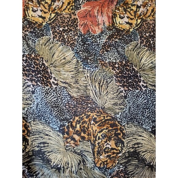 Vtg 100% Silk Dark Jungle Cheetah Faux Wrap Maxi Skirt The Avenue Sz 14 - Picture 2 of 8